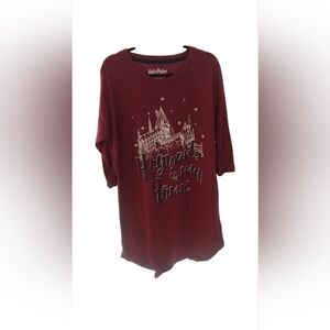 Harry Potter Burgundy Hogwarts T-Shirt Nightgown Dress SZ L 12/14